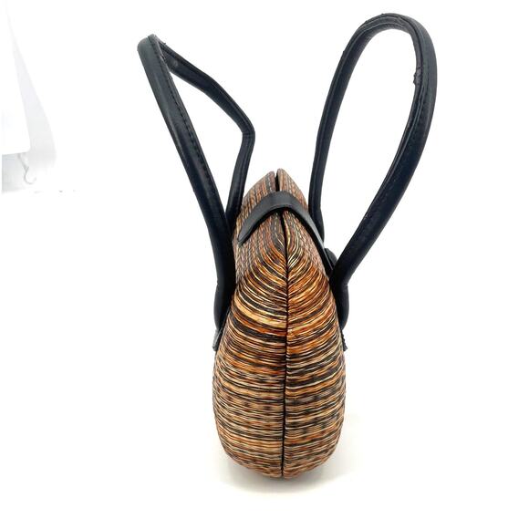 Le Sac Y2K Handmade Woven Hard Shell Purse Boho Coastal Cowgirl Retro Mini - Picture 3 of 10